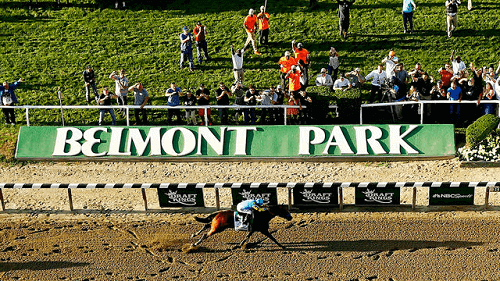 Belmont Stakes race at the Belmont Park Racetrack