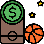 fantasy basketball court with dollar sign for basketball betting